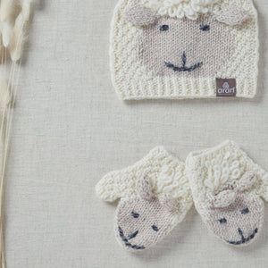 Shepley Baby Aran Wool Mittens - Cream