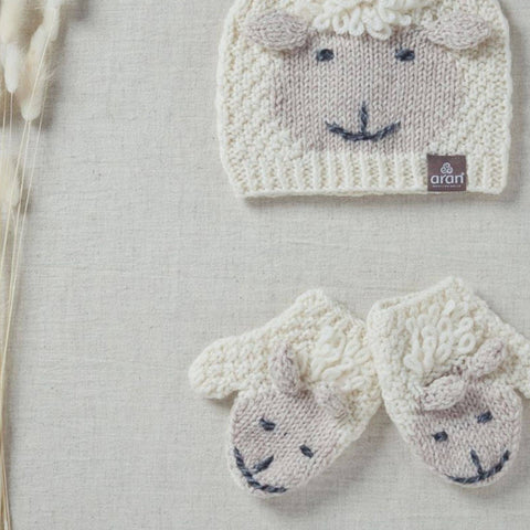 Shepley Baby Aran Wool Mittens - Cream