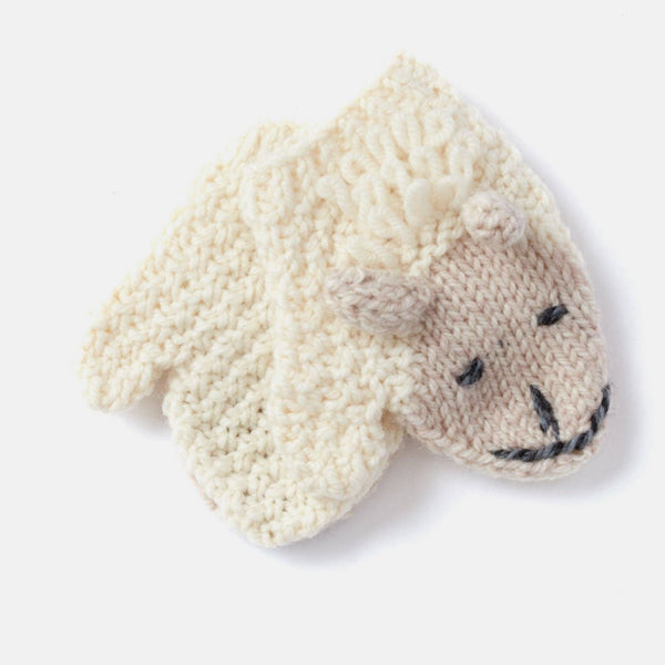 Shepley Baby Aran Wool Mittens - Cream
