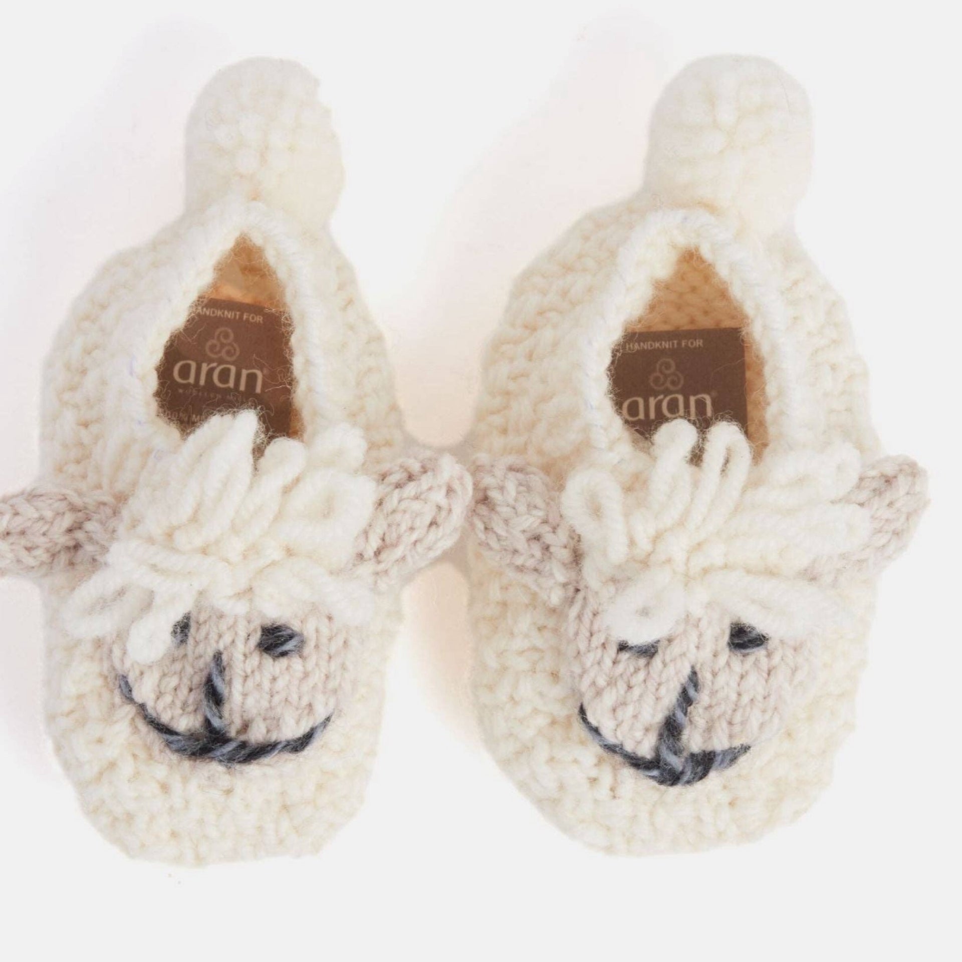 Shepley Baby Aran Wool Booties- Cream