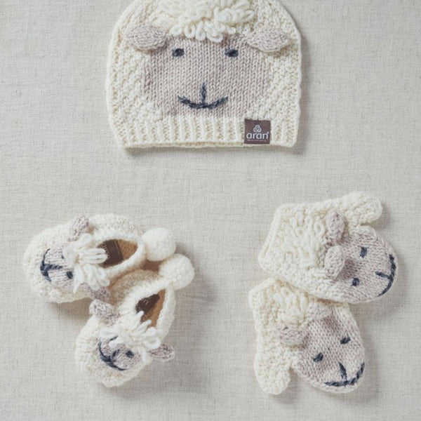 Shepley Baby Aran Wool Booties- Cream