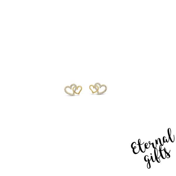 Interconnected Heart Earrings in Gold by Jewel Absolute Jewellery