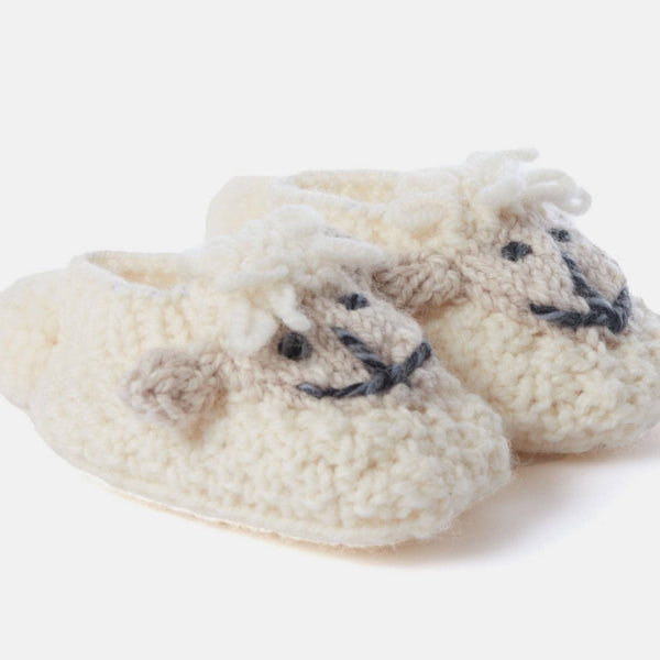 Shepley Baby Aran Wool Booties- Cream