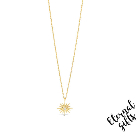 Shining Sun Pendant Necklace in Gold by Jewel Absolute Jewellery