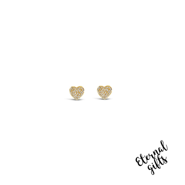 Love Heart Earrings in Gold by Jewel Absolute Jewellery