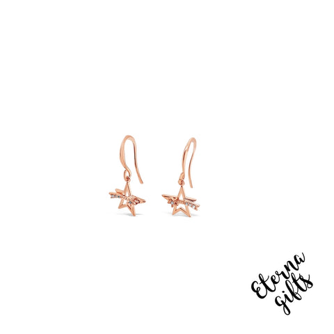 Drop Star Earrings in Rose Gold by Jewel Absolute Jewellery