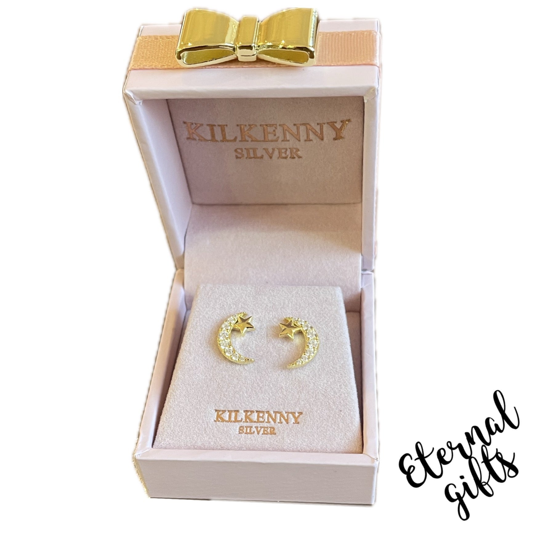 Moon and Star Studs in Yellow Gold by Kilkenny Silver