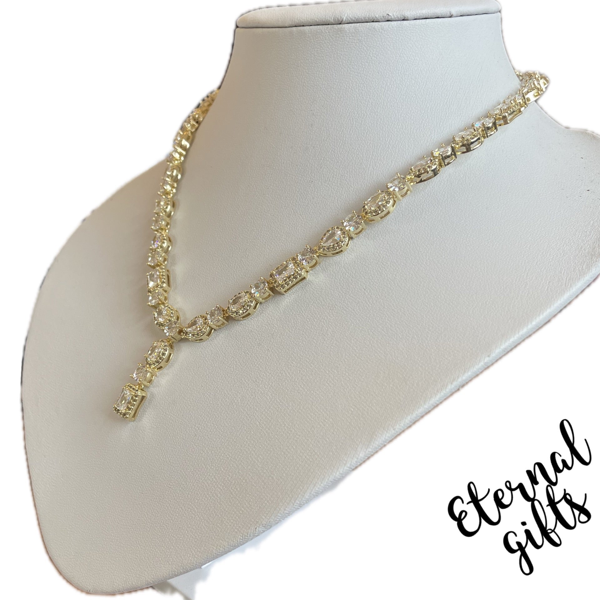 Classical Gold Statement Necklace with Drop Pendant by Absolute