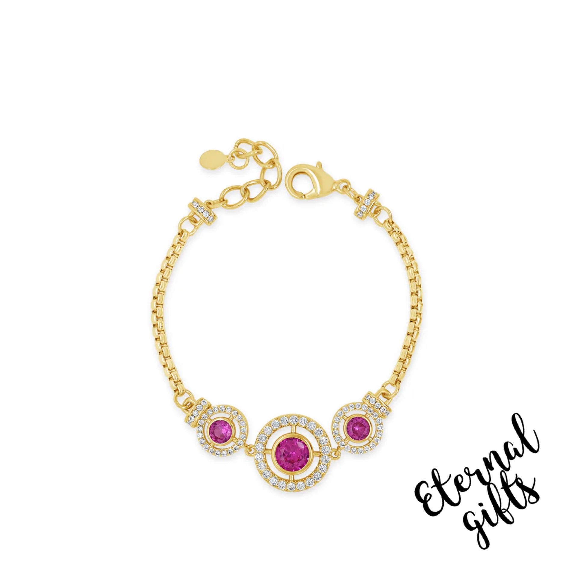 Cerise Pink and Gold Bracelet by Absolute Jewellery