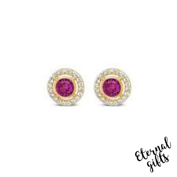 Cerise Pink Earrings in Gold by Absolute Jewellery