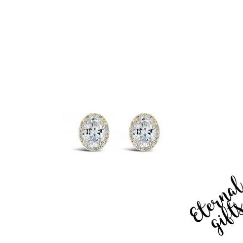 Gold Oval Diamond Earrings by Absolute Jewellery