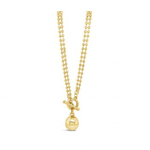 Beaded T Bar Necklace in Gold by Absolute Jewellery