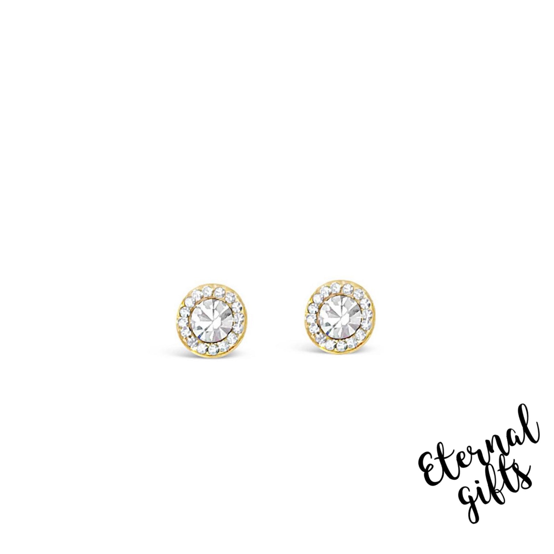 Halo Stud Earring in Gold by Jewel Absolute Jewellery