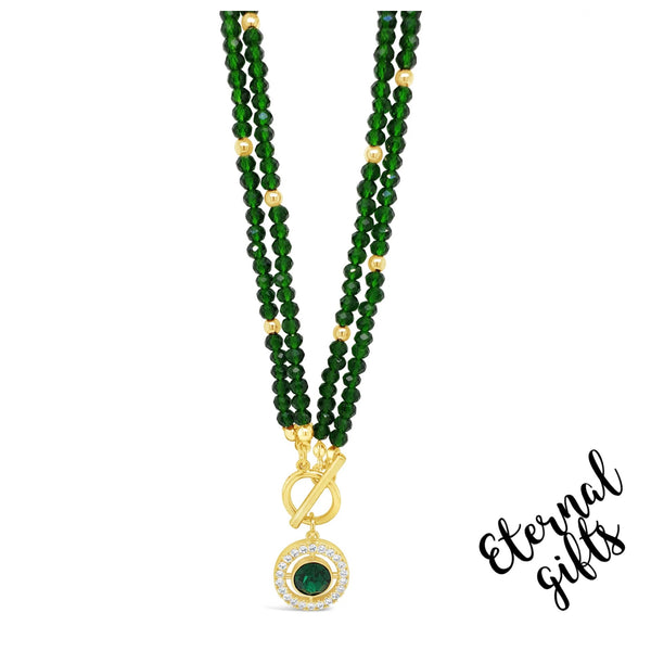 Emerald 2 layered Crystal Beaded Necklace by Absolute Jewellery