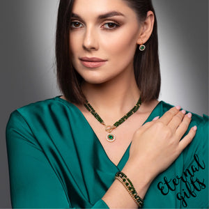 Emerald 2 layered Crystal Beaded Necklace by Absolute Jewellery