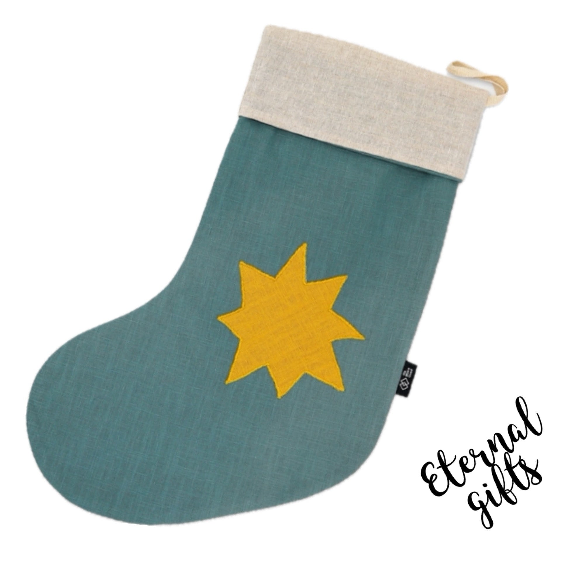 Irish Linen Santa Stocking in Green by We Make Good