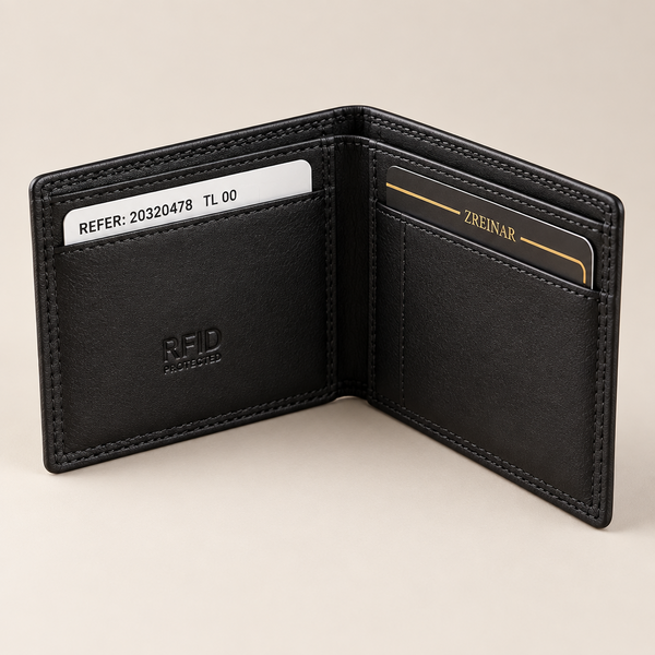 Men's leather wallet purse card holder. Multiple compartment in Brown or Black by Zerimar 1942