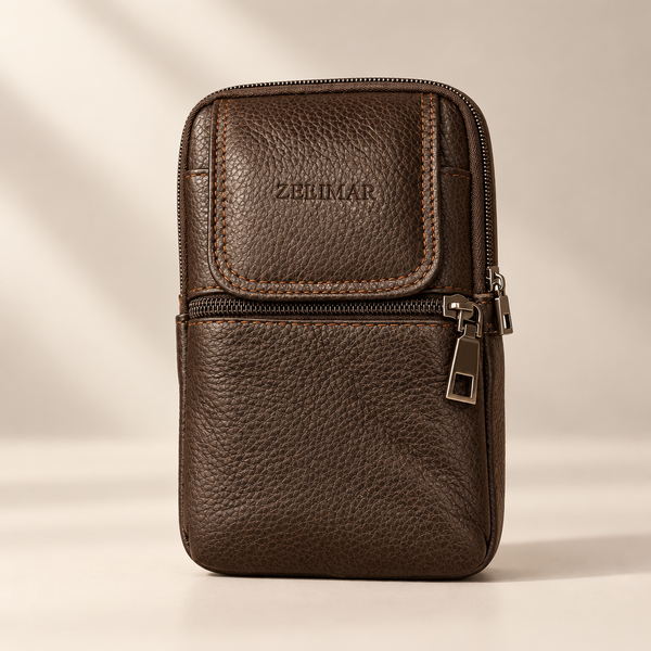 Zerimar 100% Leather Crossbody Bag Measurements: 18x10x4 in Dark Brown or Brown