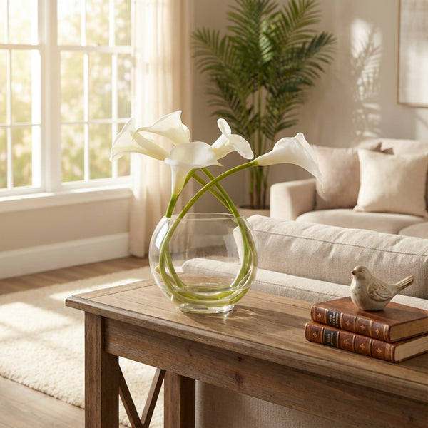 Real Touch Calla Lily Vase with Faux water 29cm