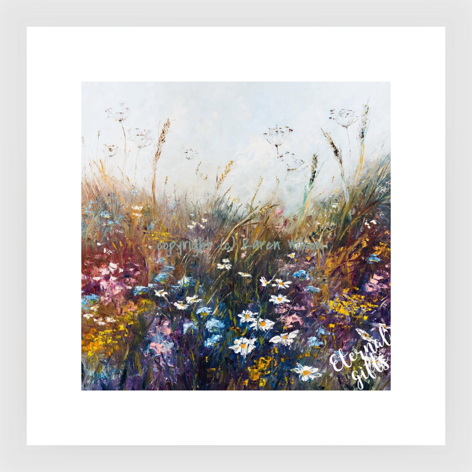 Wildflower Meadow Limited Edition Art Print 40 X 40 Framed  by Karen Wilson Art