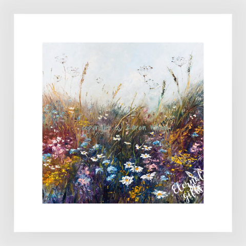 Wildflower Meadow Limited Edition Art Print 40 X 40 Framed  by Karen Wilson Art