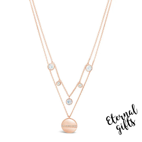 Rose Gold Diamante & Opal Double Necklace by Absolute Jewellery