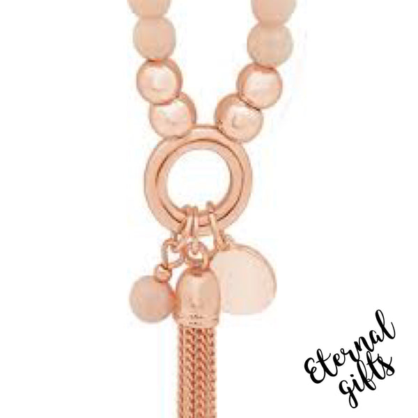 Rose Gold & Pink Pearl Charm Bracelet by Absolute Jewellery