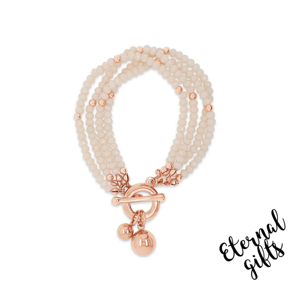 Rose Gold & Pink Pearl Charm Bracelet by Absolute Jewellery