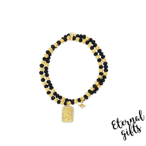 Black and Gold North Star Pendant double layered Bracelet by Absolute Jewellery