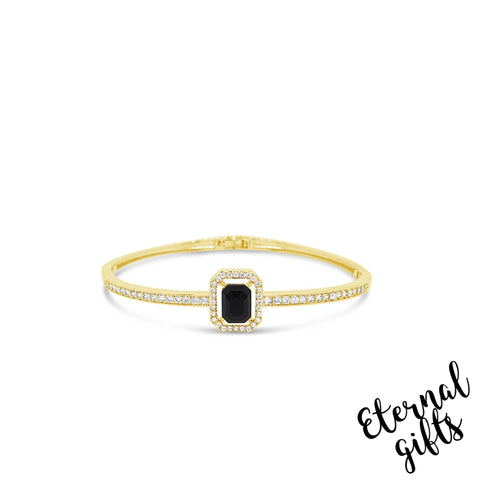 Black Halo Pendant Bangle, Gold by Absolute Jewellery