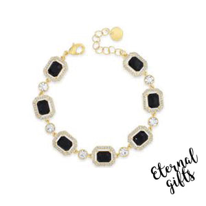 7 Stone Gold and Black bracelet in Gold and Black by Absolute Jewellery