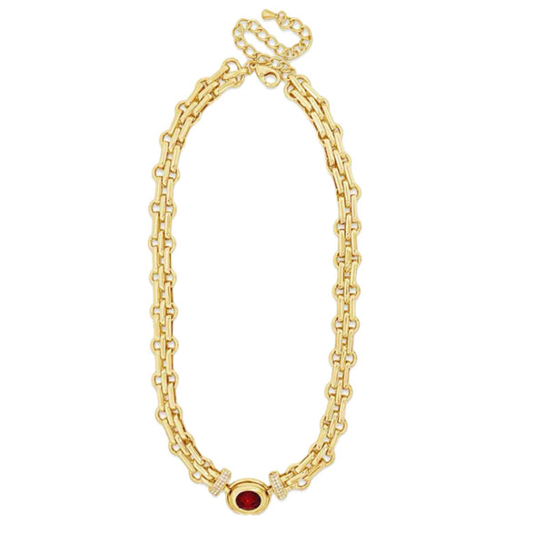 Drop Gold and Red Siam Earring by Absolute Jewellery