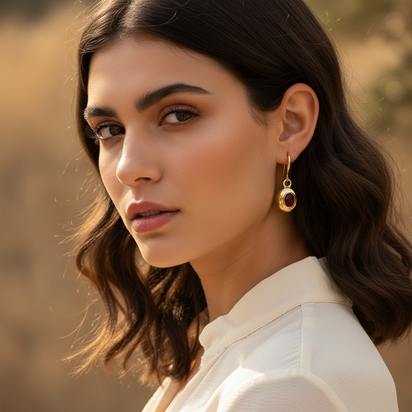 Drop Gold and Red Siam Earring by Absolute Jewellery