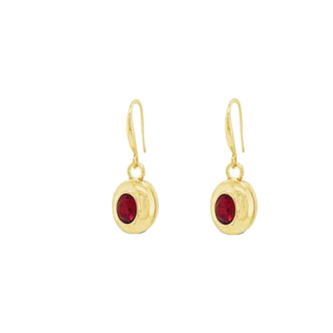 Drop Gold and Red Siam Earring by Absolute Jewellery