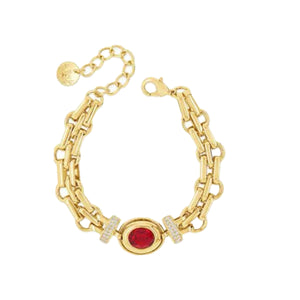 Chunky Gold and Red Siam Bracelet