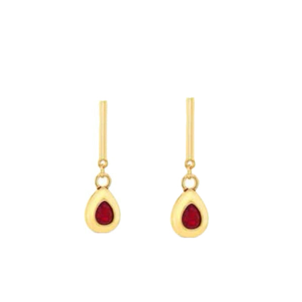 Long Gold and Siam Earrings