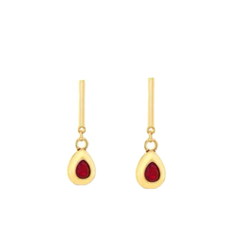 Long Gold and Siam Earrings