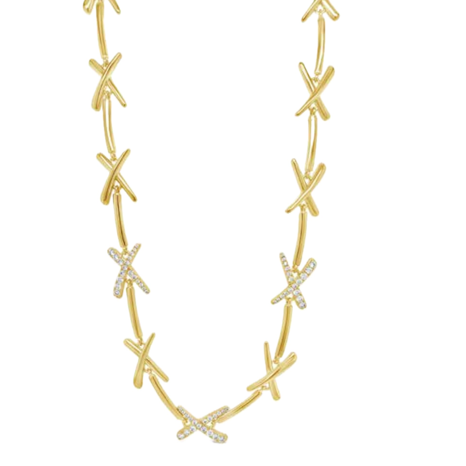 Gold and Diamonte Statement Necklace by Absolute Jewellery