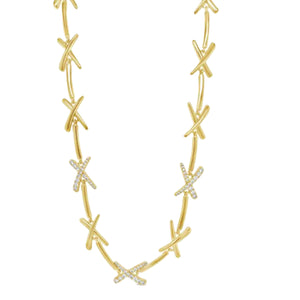 Gold and Diamonte Statement Necklace by Absolute Jewellery
