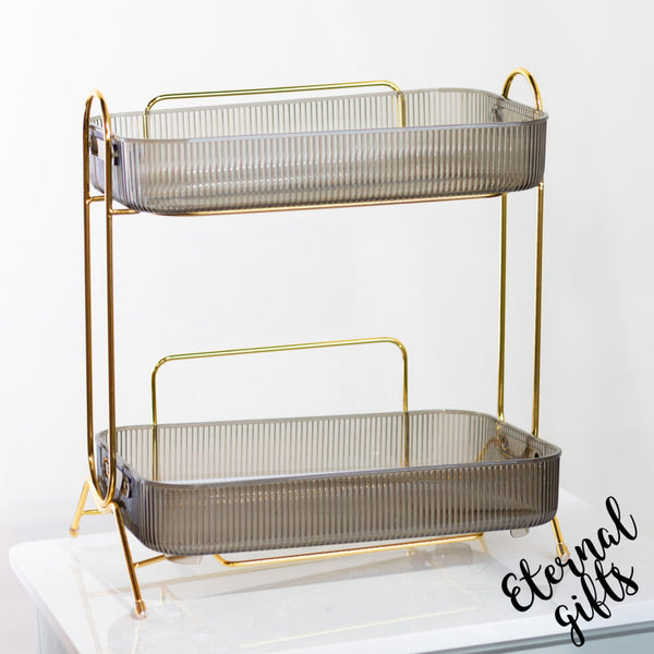 Cosmetics Organiser 2 Shelf in Gold