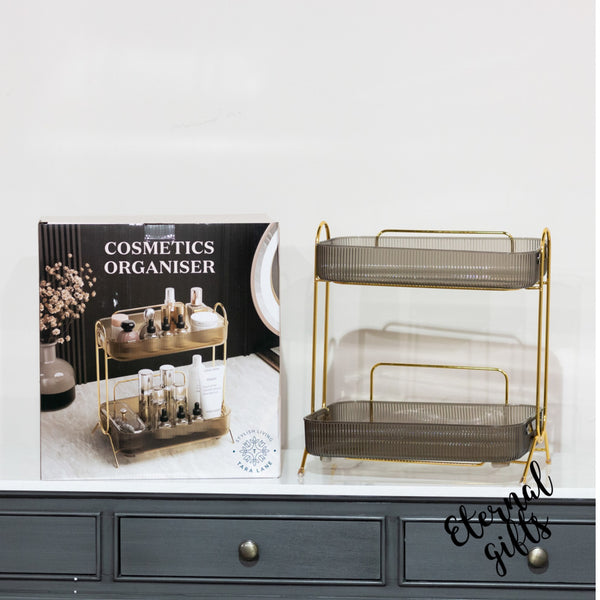 Cosmetics Organiser 2 Shelf in Gold