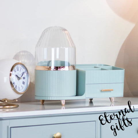 Rotating Cosmetics Organiser in Duck Egg Blue