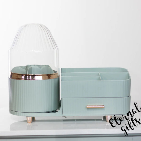 Rotating Cosmetics Organiser in Duck Egg Blue