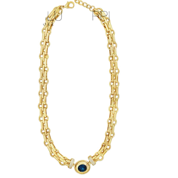 Chunky Gold Bracelet in Midnight Blue by Absolute Jewellery