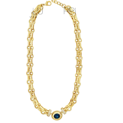 Chunky Gold and Midnight Blue Chain by Absolute Jewellery