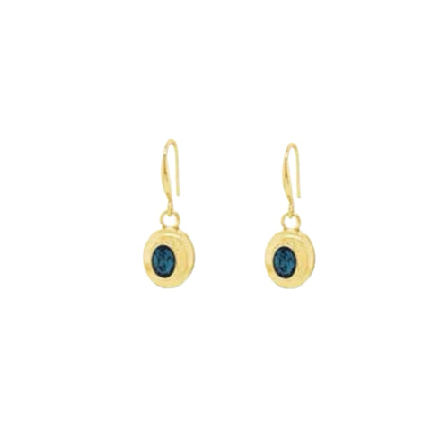 Long Gold and Midnight Blue Earrings