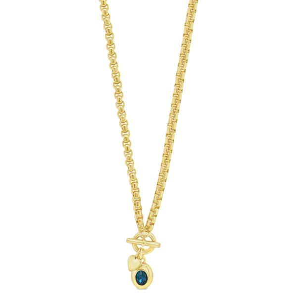 T Bar Gold and Midnight Blue necklace by Absolute Jewellery