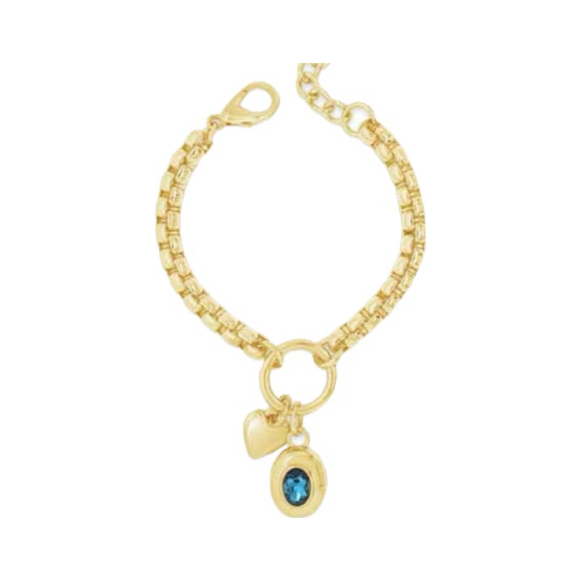 Gold and Midnight Blue Bracelet with Heart Charm by Absolute Jewellery