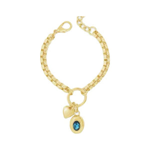 Gold and Midnight Blue Bracelet with Heart Charm by Absolute Jewellery