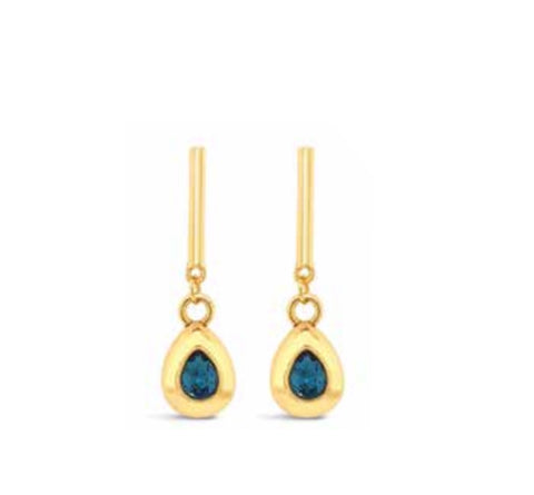 Long Gold and Midnight Blue Earrings by Absolute Jewellery